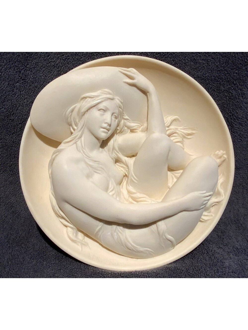Vintage 8.5”W Alabaster Sergio Benvenuti ‘Erato’ Hanging Wall Art